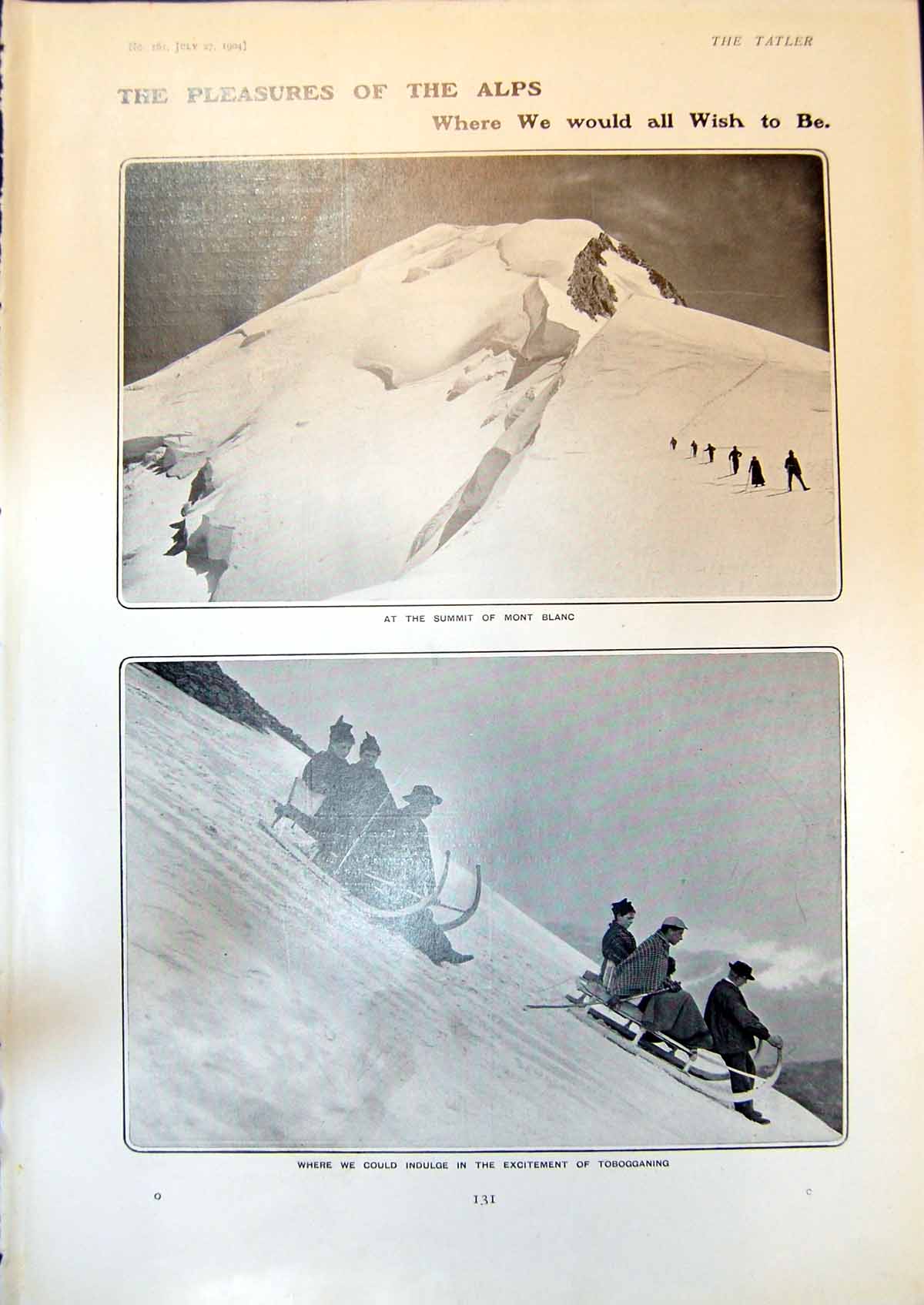 Old Alps Mont Blanc Tobogganing Milan Cathedral London Pavilion 1904 20th