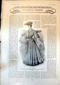 Antique Old Print Golf Costume Checked Tweed Simple Gown White Alpaca 1904 20th