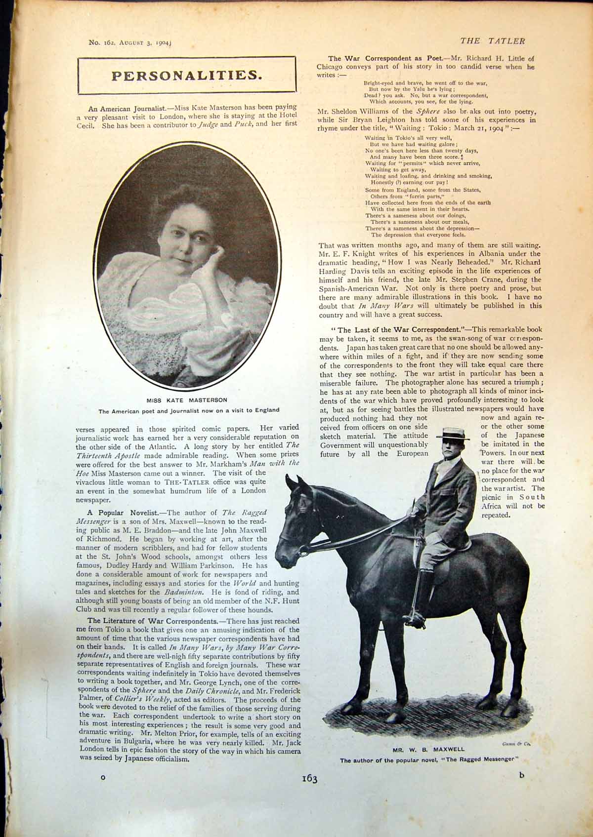 Antique Old Print Kate Masterson W Maxwell St Petersburg Road Sweeper 1904 20th