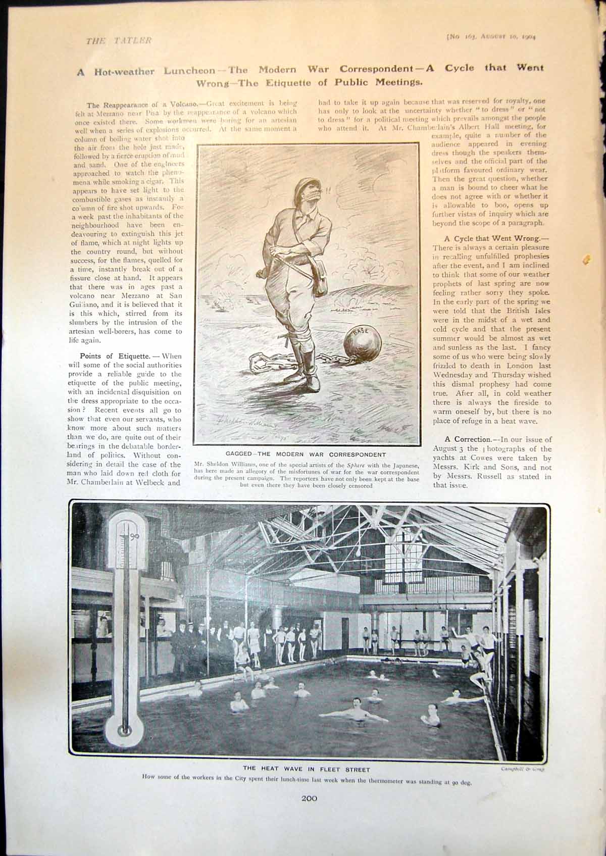 Old Print Sheldon Williams Sphere King Edward Cowes Lady Tweedmouth 1904 20th