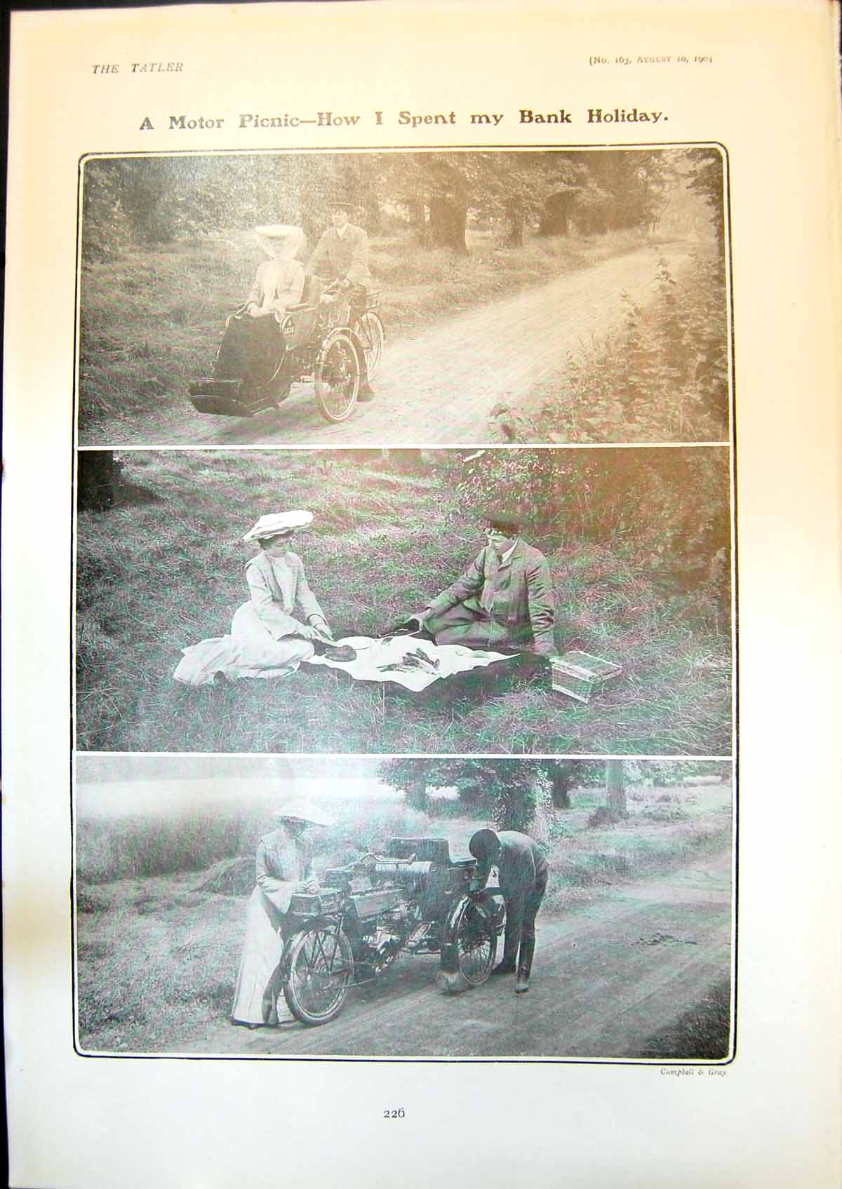 Old Motor Picnic Bank Holiday Boys Fishing Net Doris Girl Dolls 1904 20th