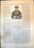Antique Old Print Best Professional Batsman Year J Tyldesley Lancashire 1904