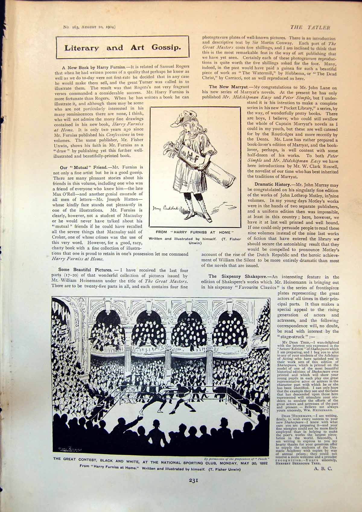 Old Harry Furniss Home Caddie Contest Black White Sporting Club 1904 20th