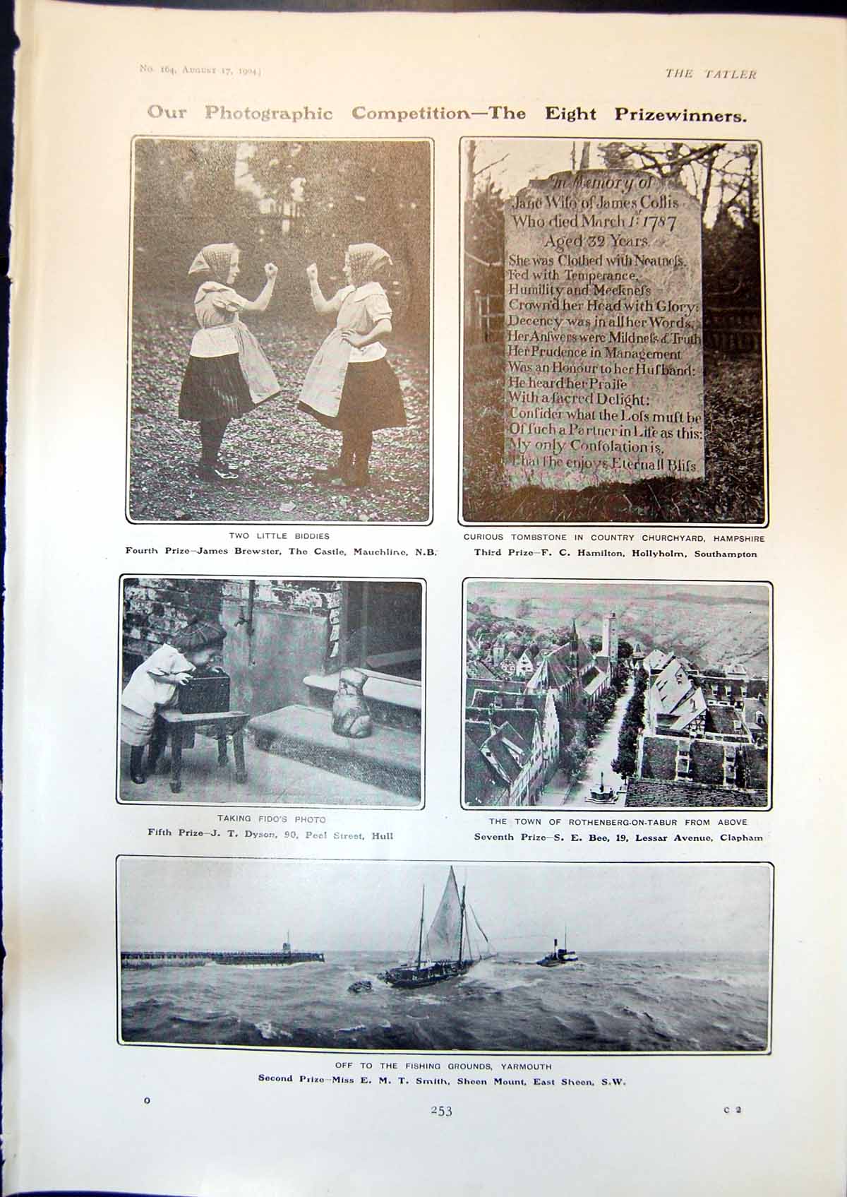 Old Rothenberg-On -Tabur Fishing Yarmouth Girl Straw Hat Morland 1904 20th