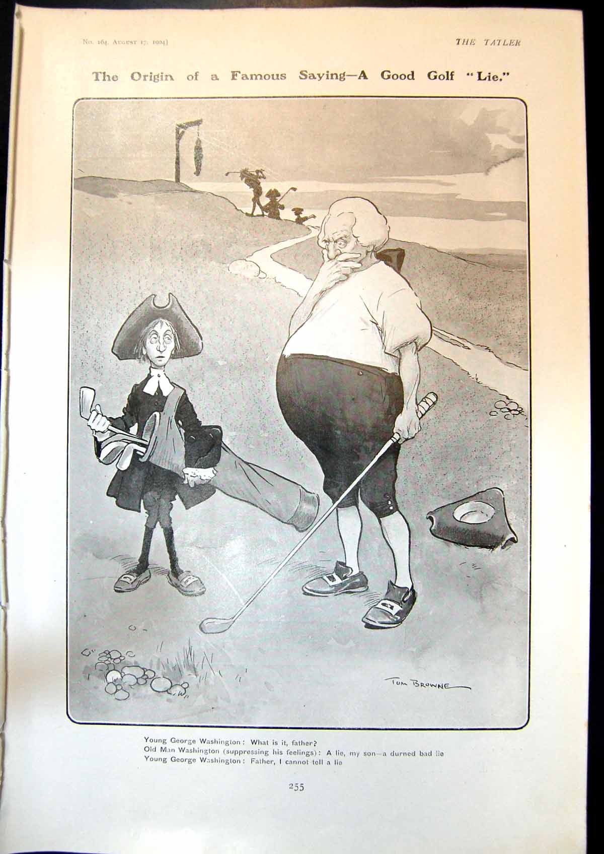 Old Print Good Golf Lie Tom Browne Leslie Groves Mayors Son Weymouth 1904 20th