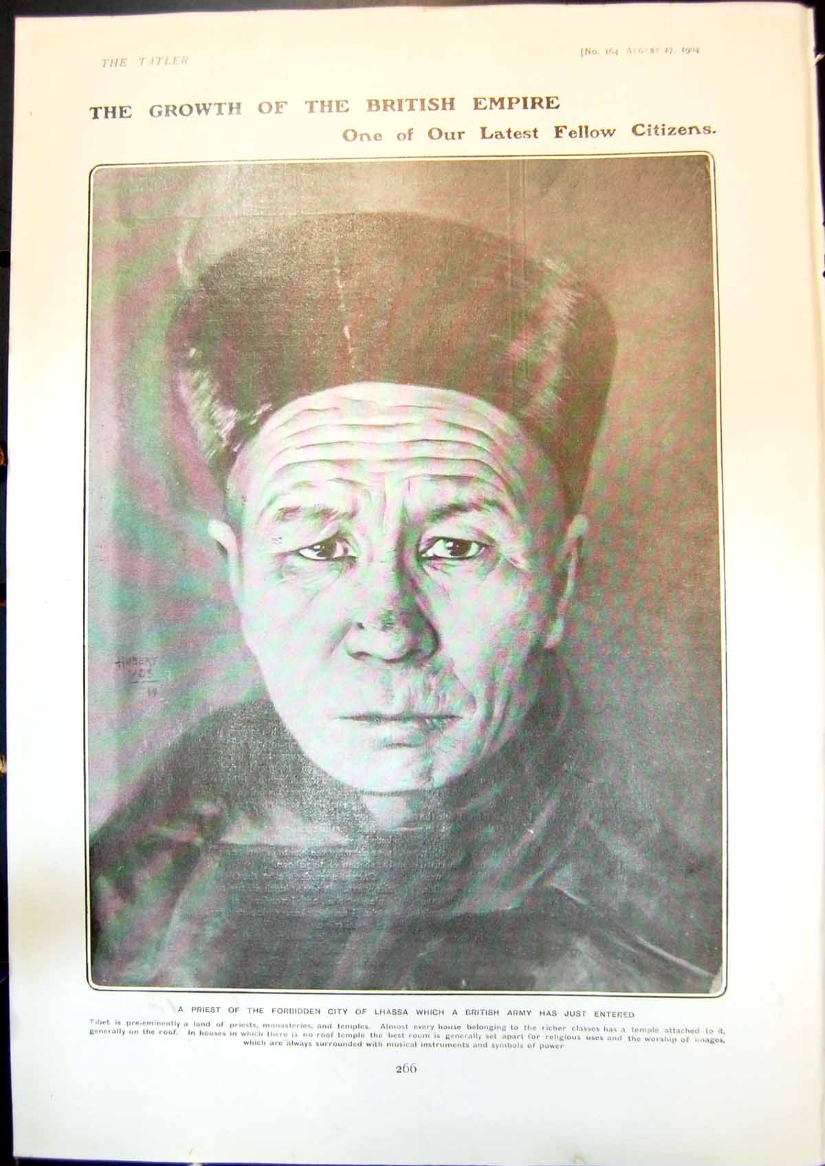Antique Old Print Priest Forbidden City Lhassa British Army Just Entered 1904