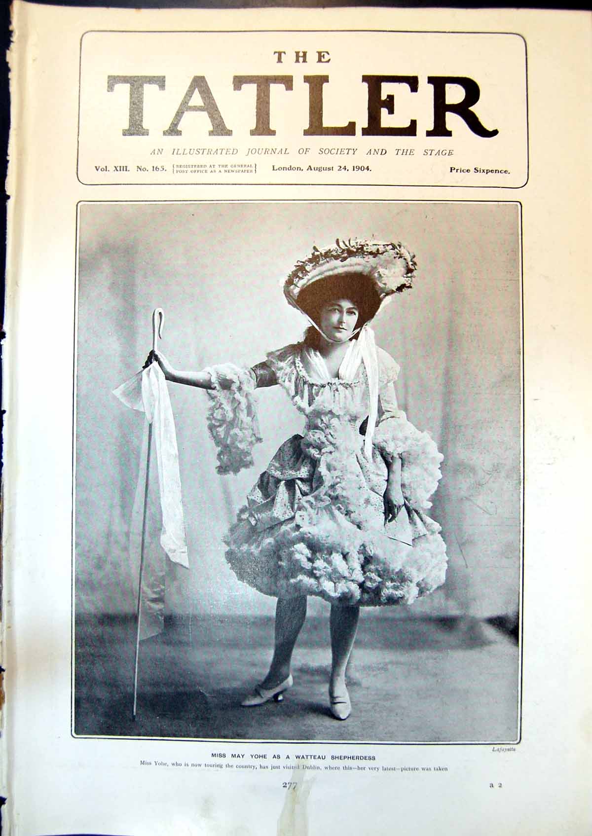 Antique Print Miss May Yohe Watteau Shepherdess Touring Country Dublin 1904