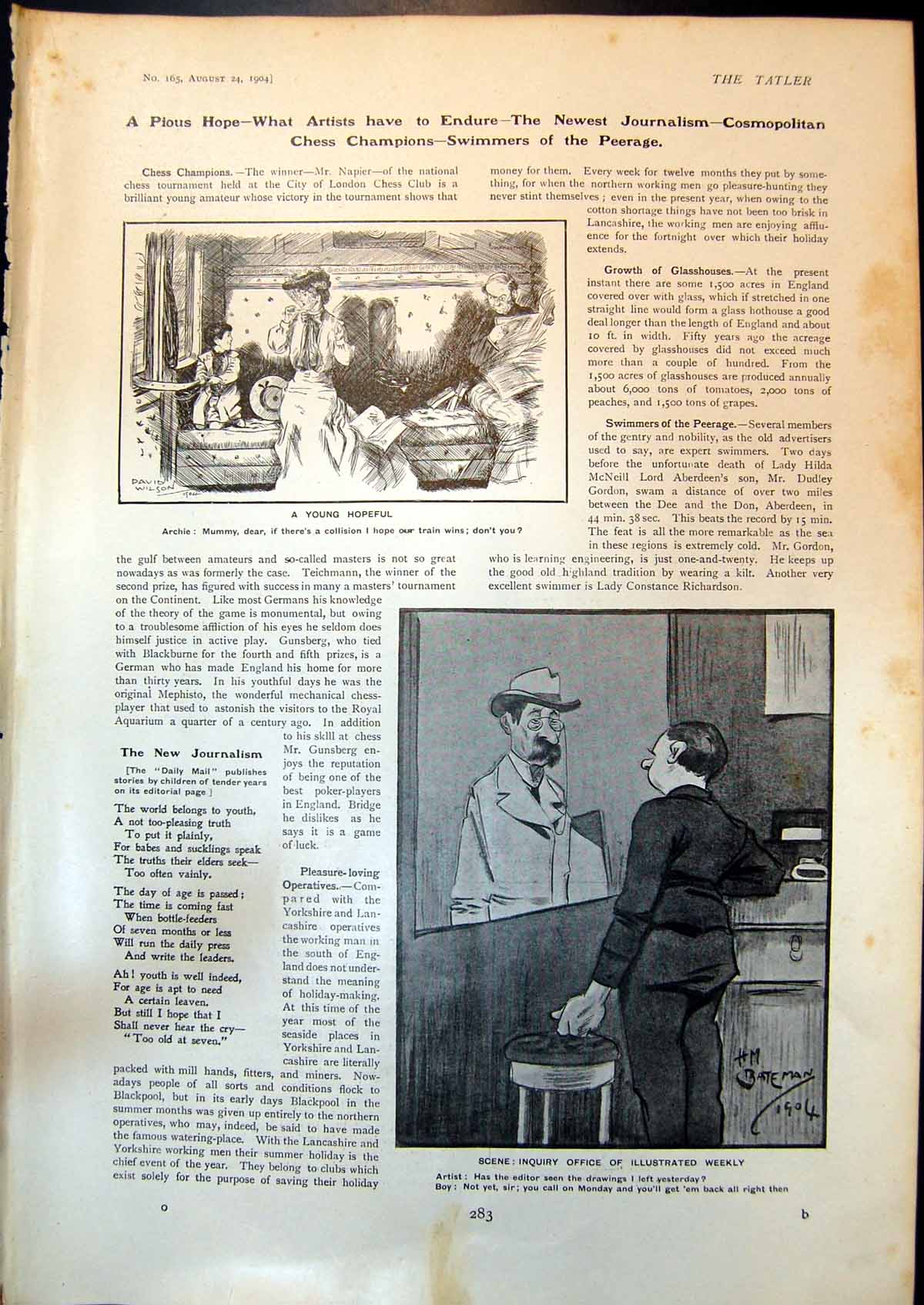 Antique Old Print Humour Young Hopeful Train Artist Boy Bear Clifton Zoo 1904
