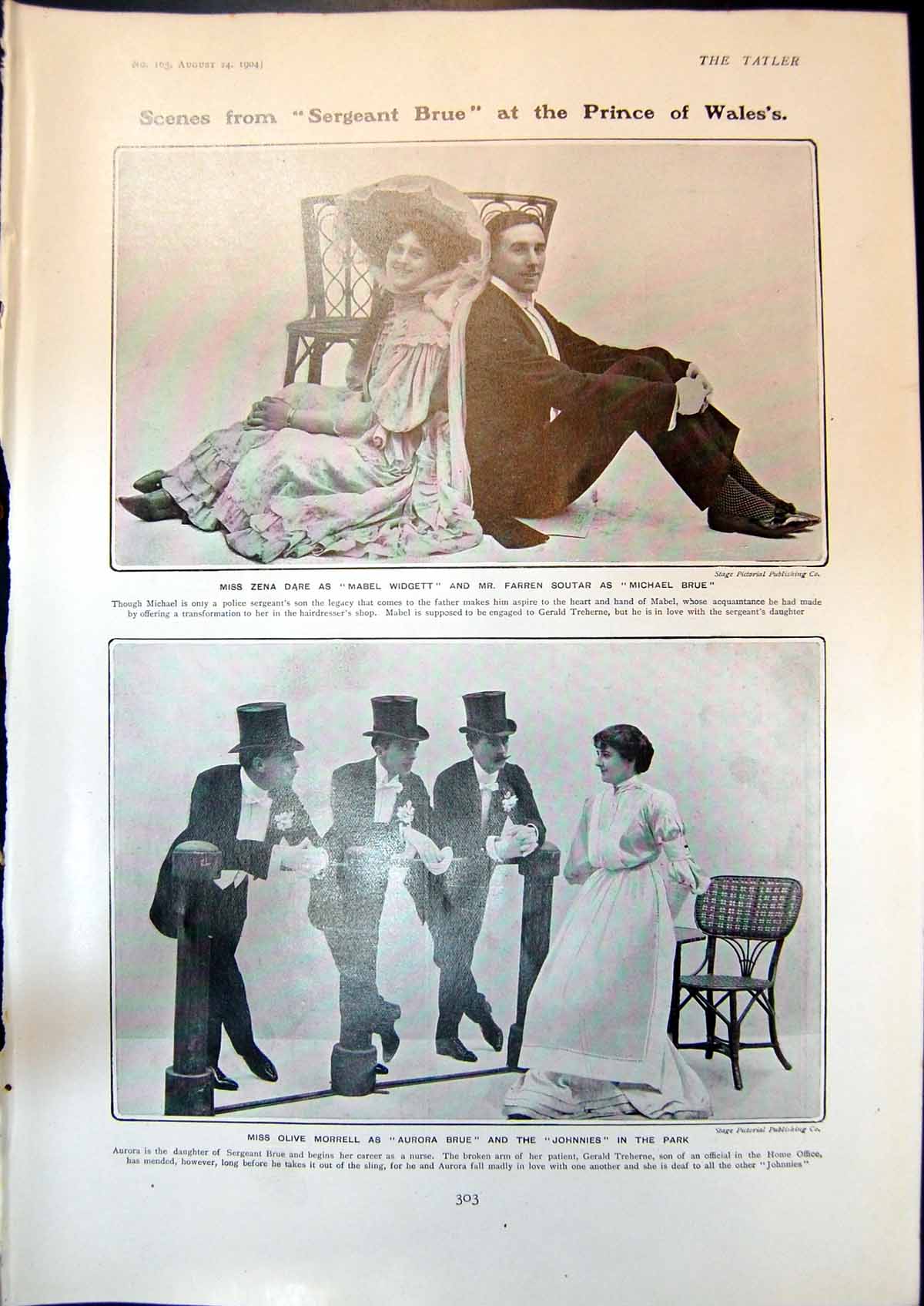 Old Print Sergeant Brue Zena Dare Farren Soutar High Bridge Lincoln 1904 20th