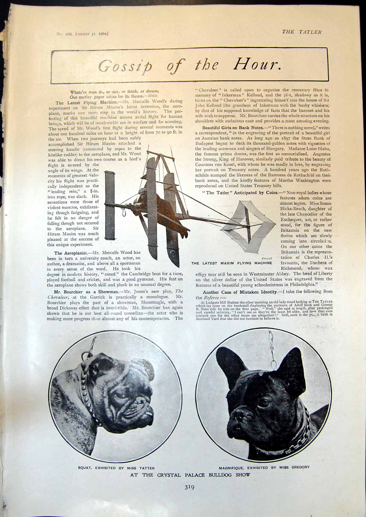 Old Maxim Flying Machine Crystal Palace Bull Dog Show Chloe Gorilla19 20th