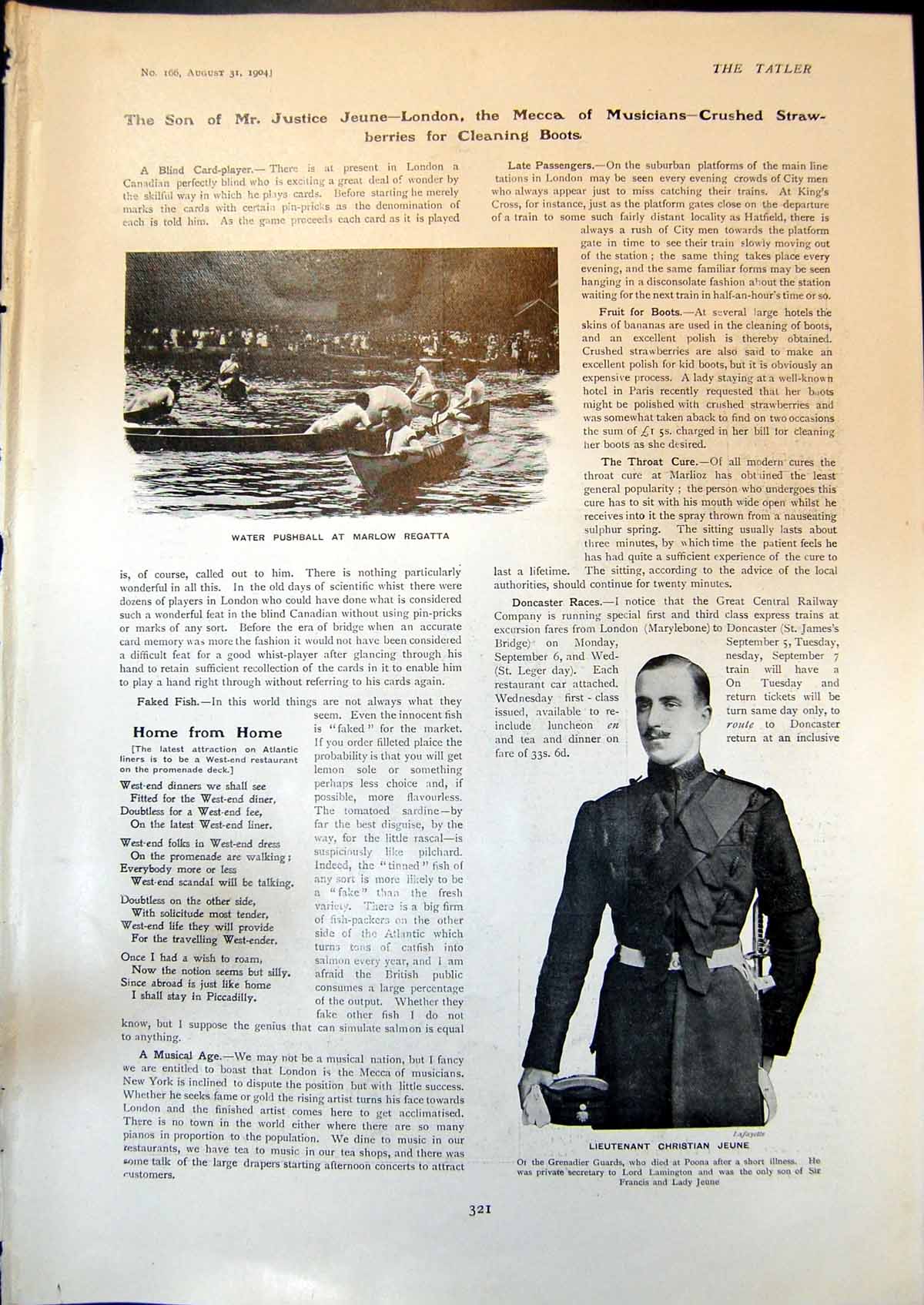 Old Water Pushball Marlow Regatta Lieut Christian Jeune Steamer 1904 20th