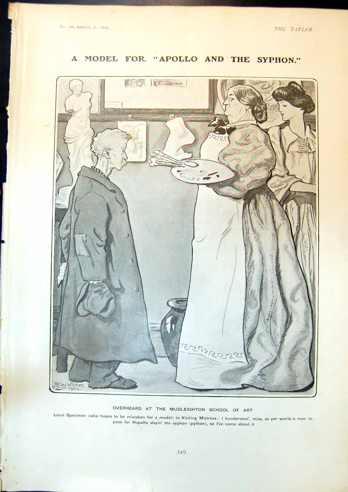 Old Print Model Apollo Syphon Riley Wilmer W Moulder A Jones Cricket 1904 20th