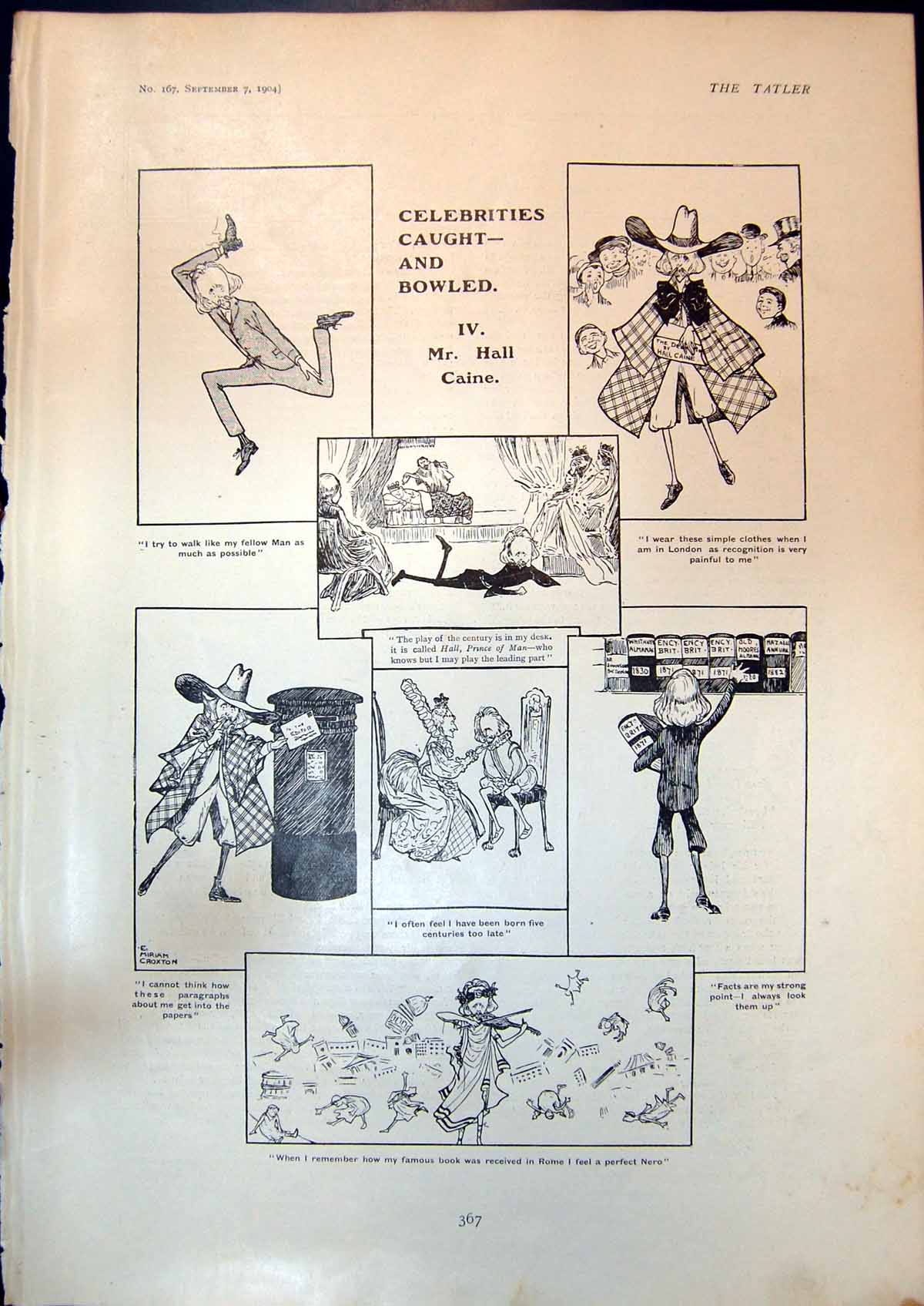 Old Print Hall Caine Simple Clothes Paragraphs Newspaper Famous Book 1904 20th