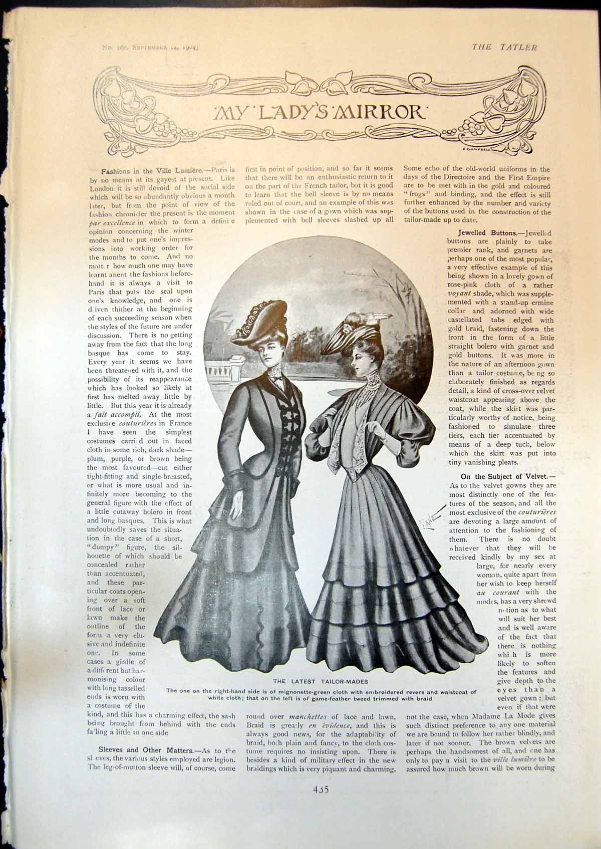 Old Print Tailor Made Dresses Autumn Coatee Diamond Pearl Bijouterie 1904 20th