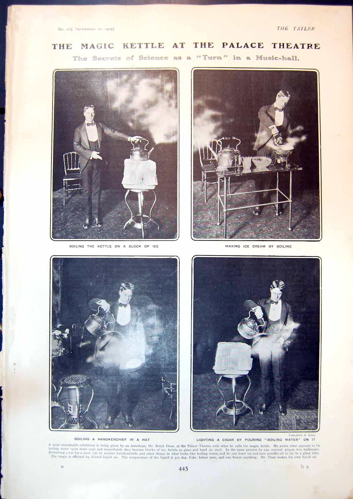 Original Old Antique Print Magic Kettle Palace Theatre American Ralph Dean 1904
