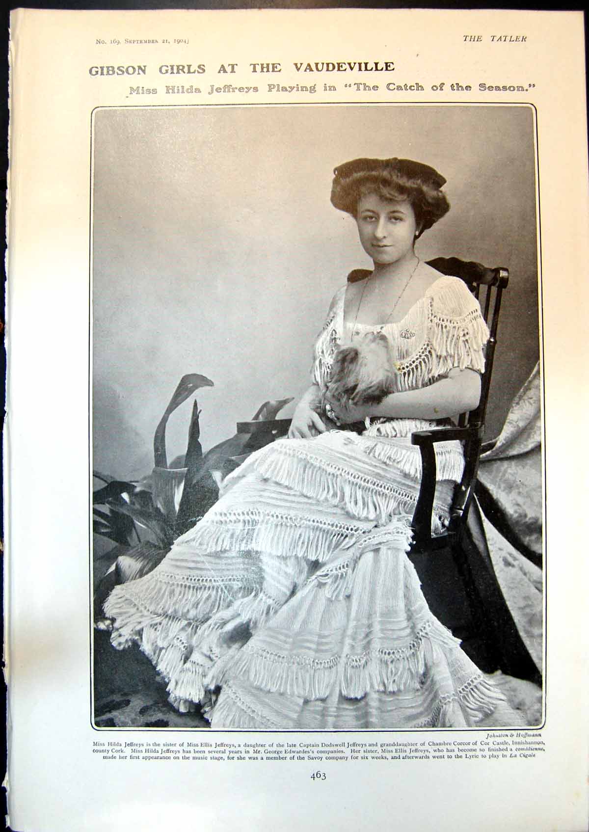 Antique Print Hilda Jeffreys Catch Season Beauty Barge Edmund Maurice 1904 20th