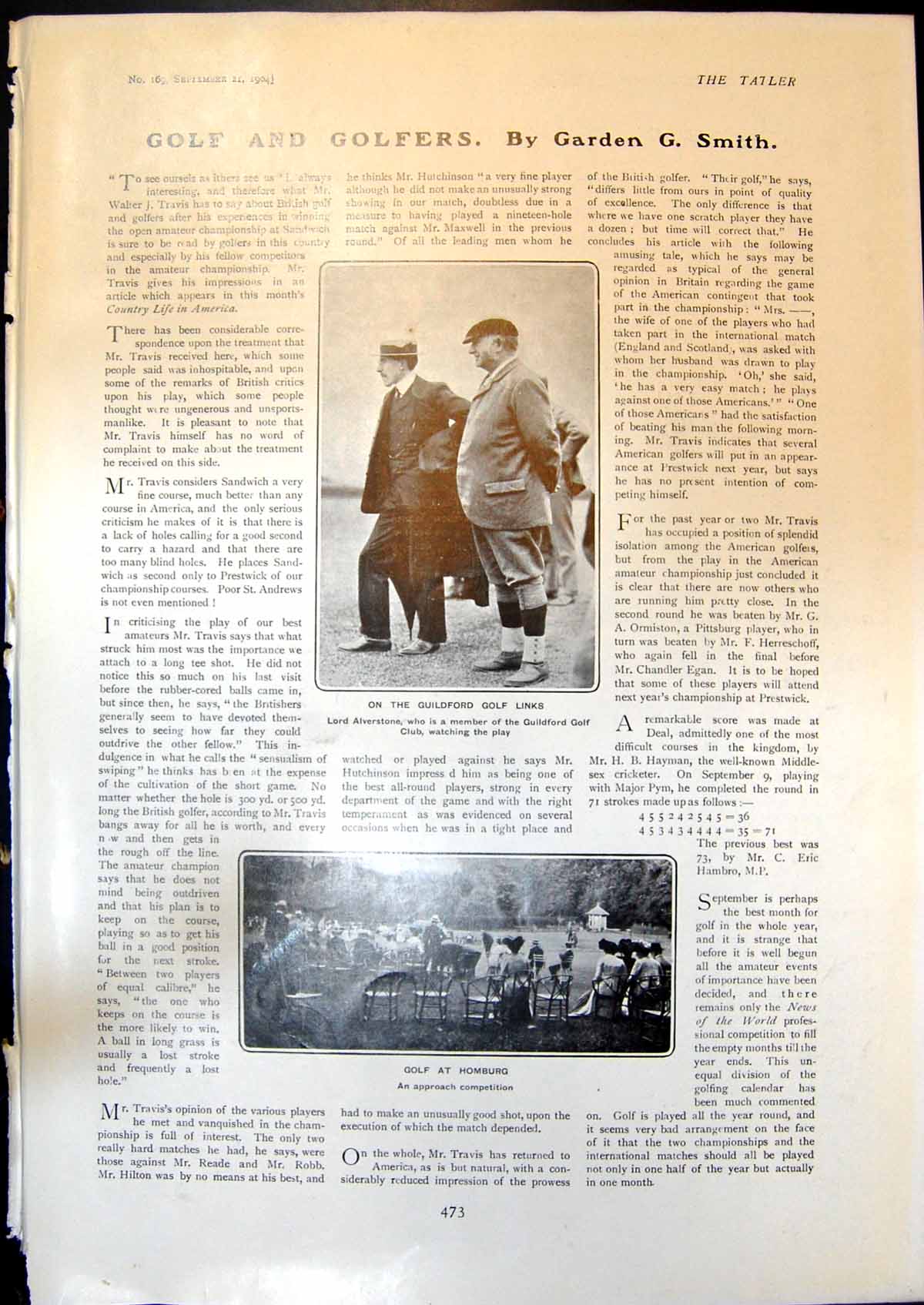 Old Lord Alverstone Guildford Golf Homburg Hint Those Elope Car 1904 20th