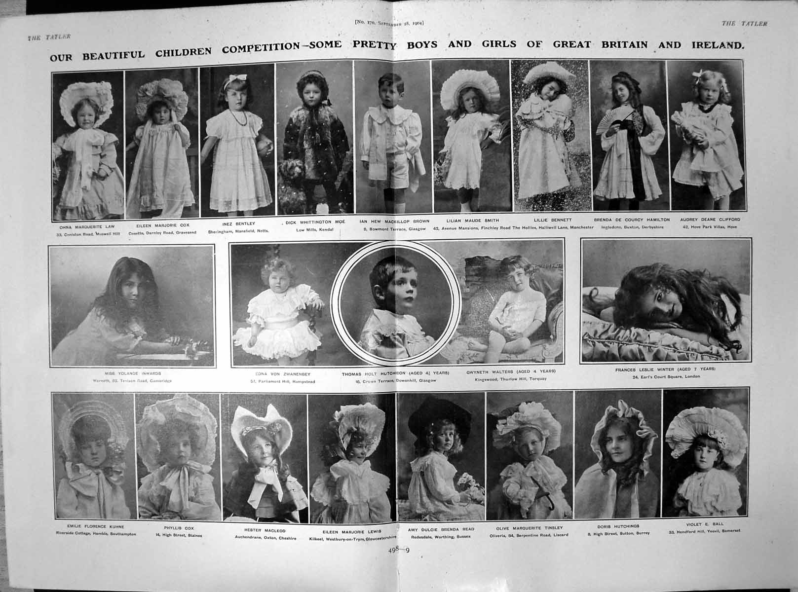 Old Print Beautiful Children Gb Ireland Thomas Hutchison Eileen Cox 1904 20th