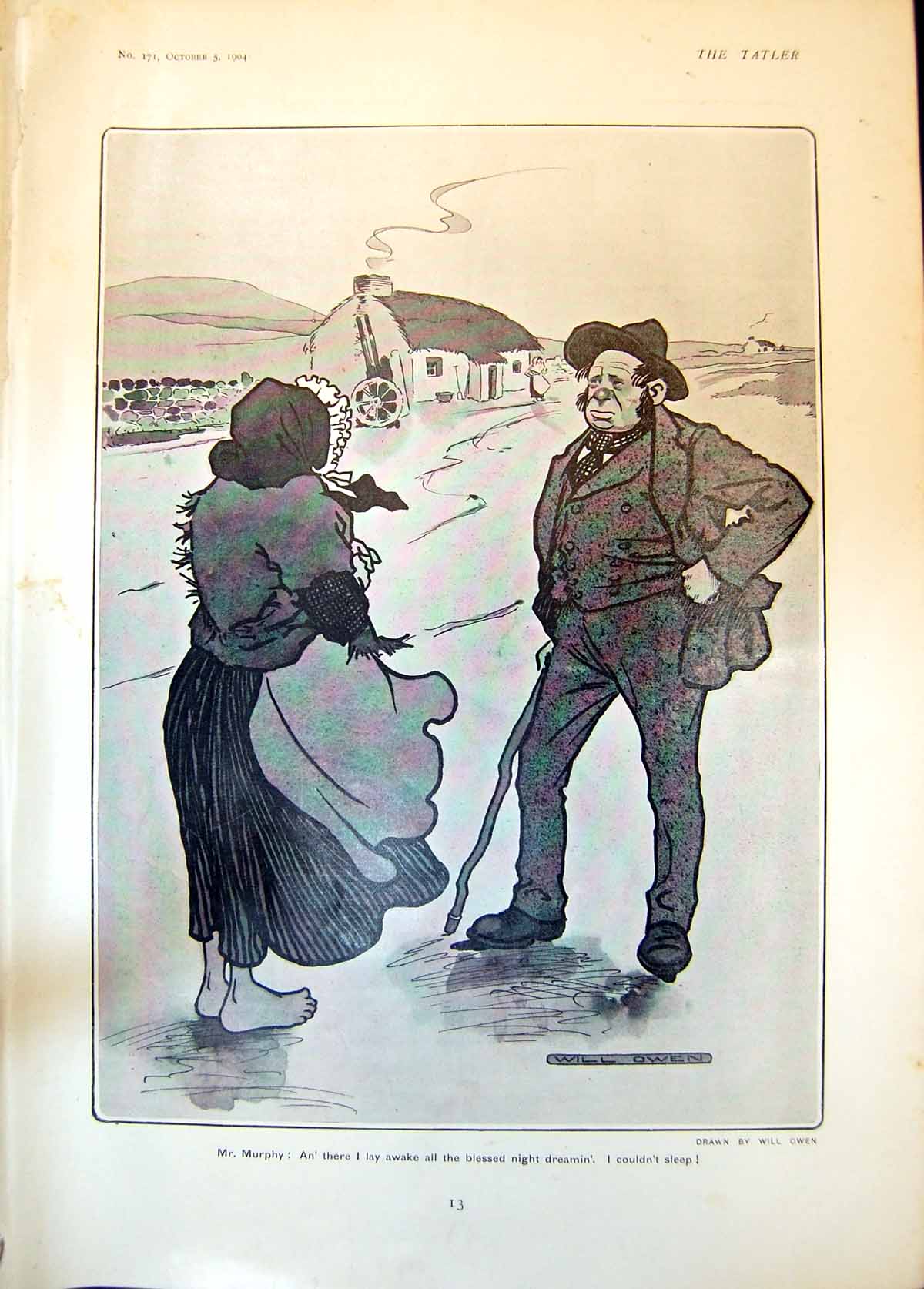 Old Antique Print Humour Will Owen Mr Murphy Dreaming Boy Out Action 1904 20th