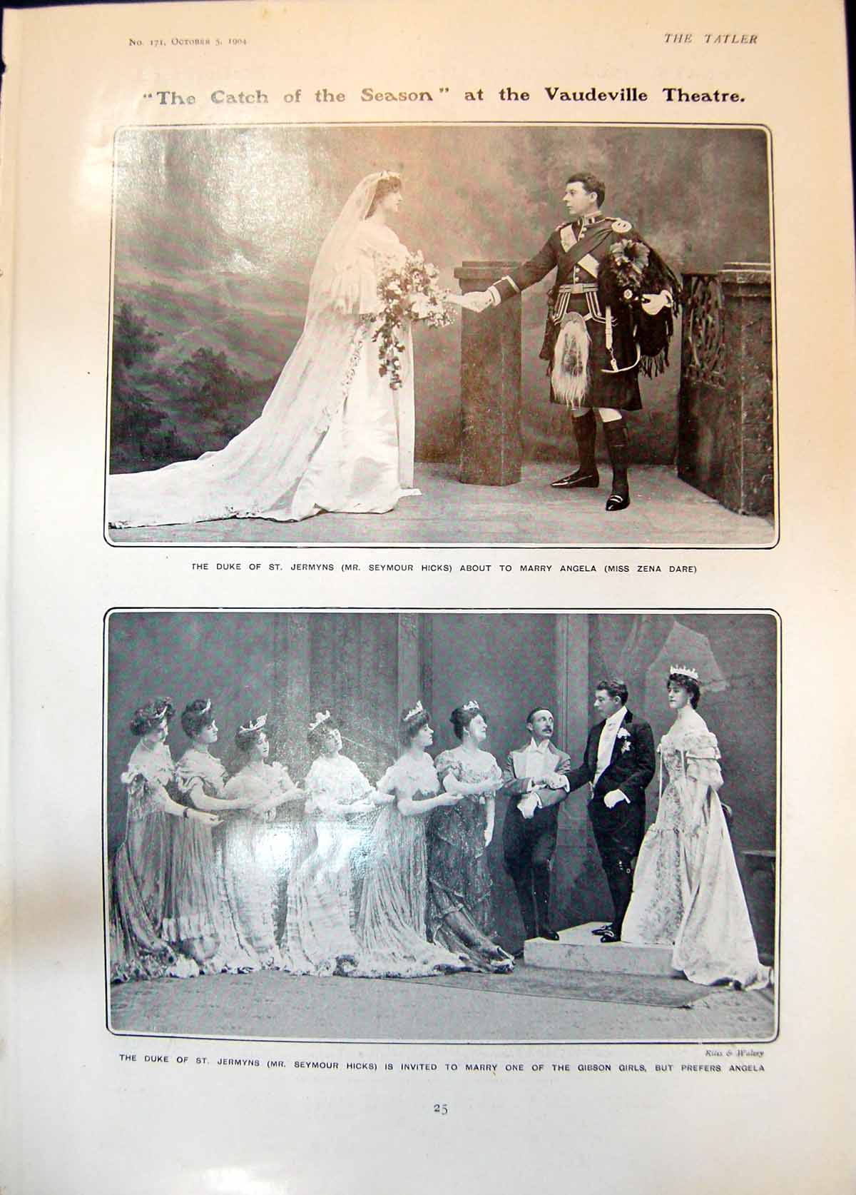 Old Print Catch Season Zena Dart Seymour Hicks Kremlin Port Cuxhaven 1904 20th