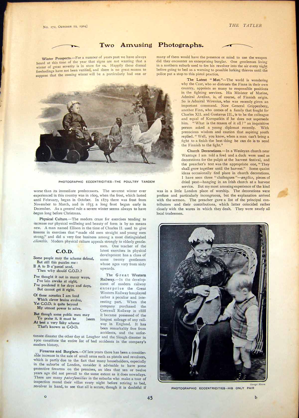 Old Photographic Eccentricities Poultry Tandem Only Pair Trousers 190 Victorian