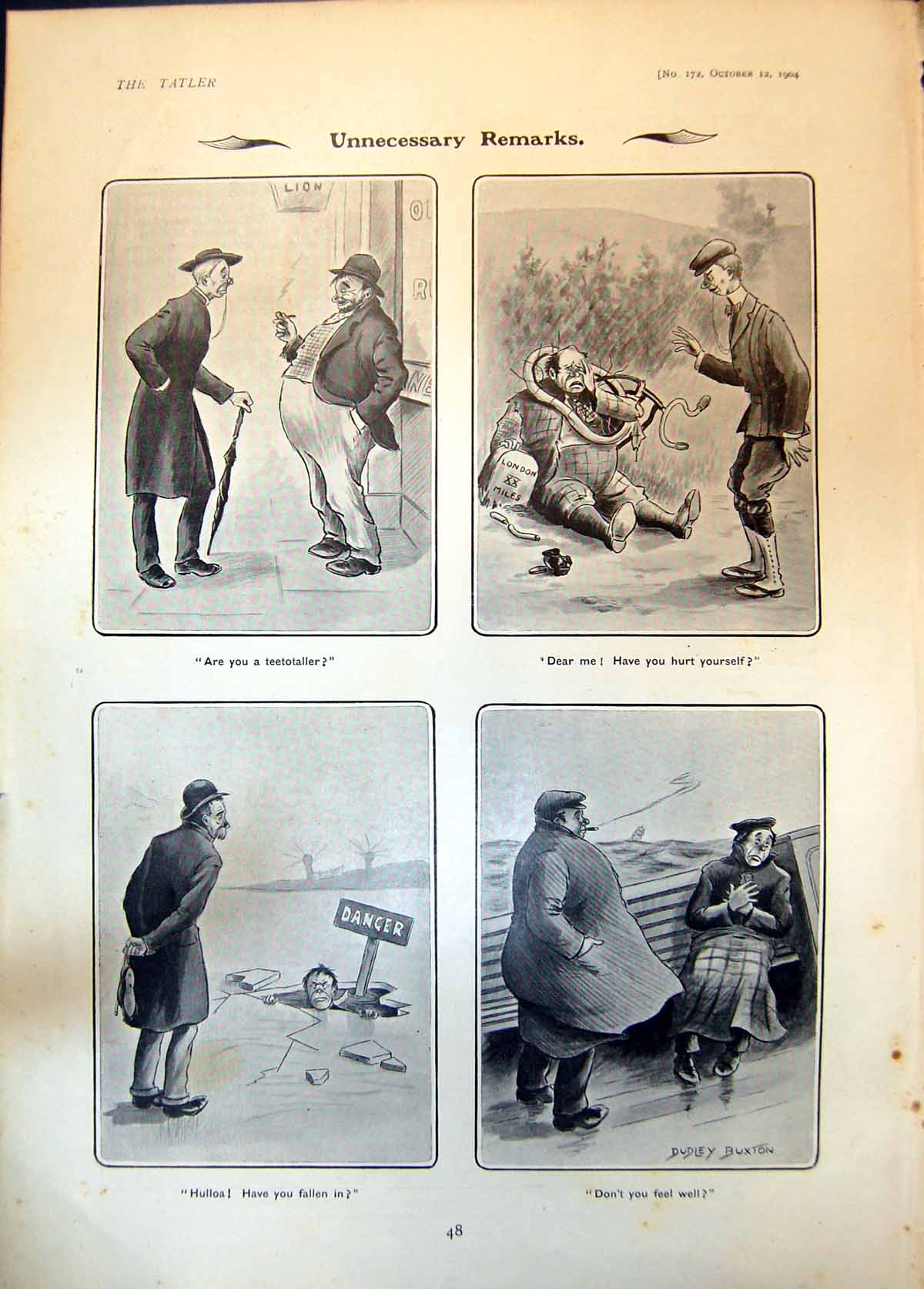 Antique Print Unnecessary Remarks Dudley Buxton RoHouse Stratford Avon 1904