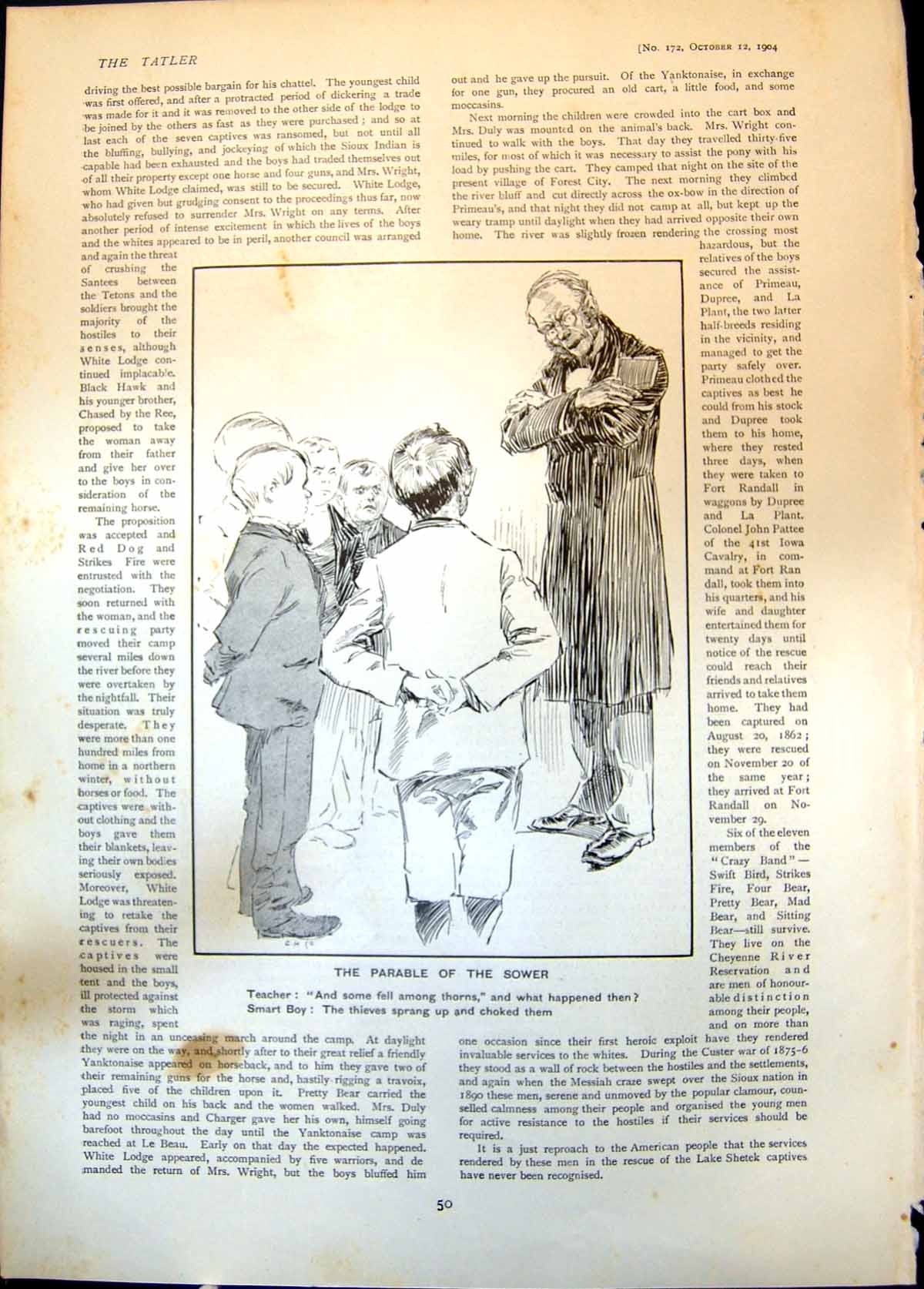 Old Print Parable Sower Teacher Smart Boy Fell Among Thorns Thieves 1904 20th