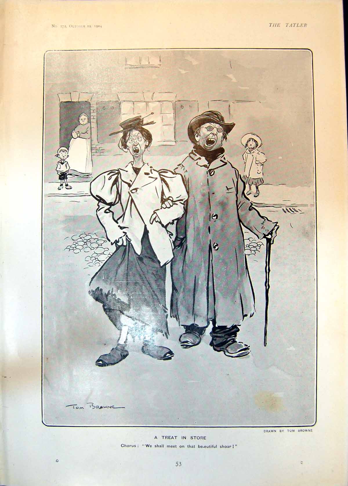 Antique Print Humour Tom Browne Treat In StoreDaughters Czar Russia 1904