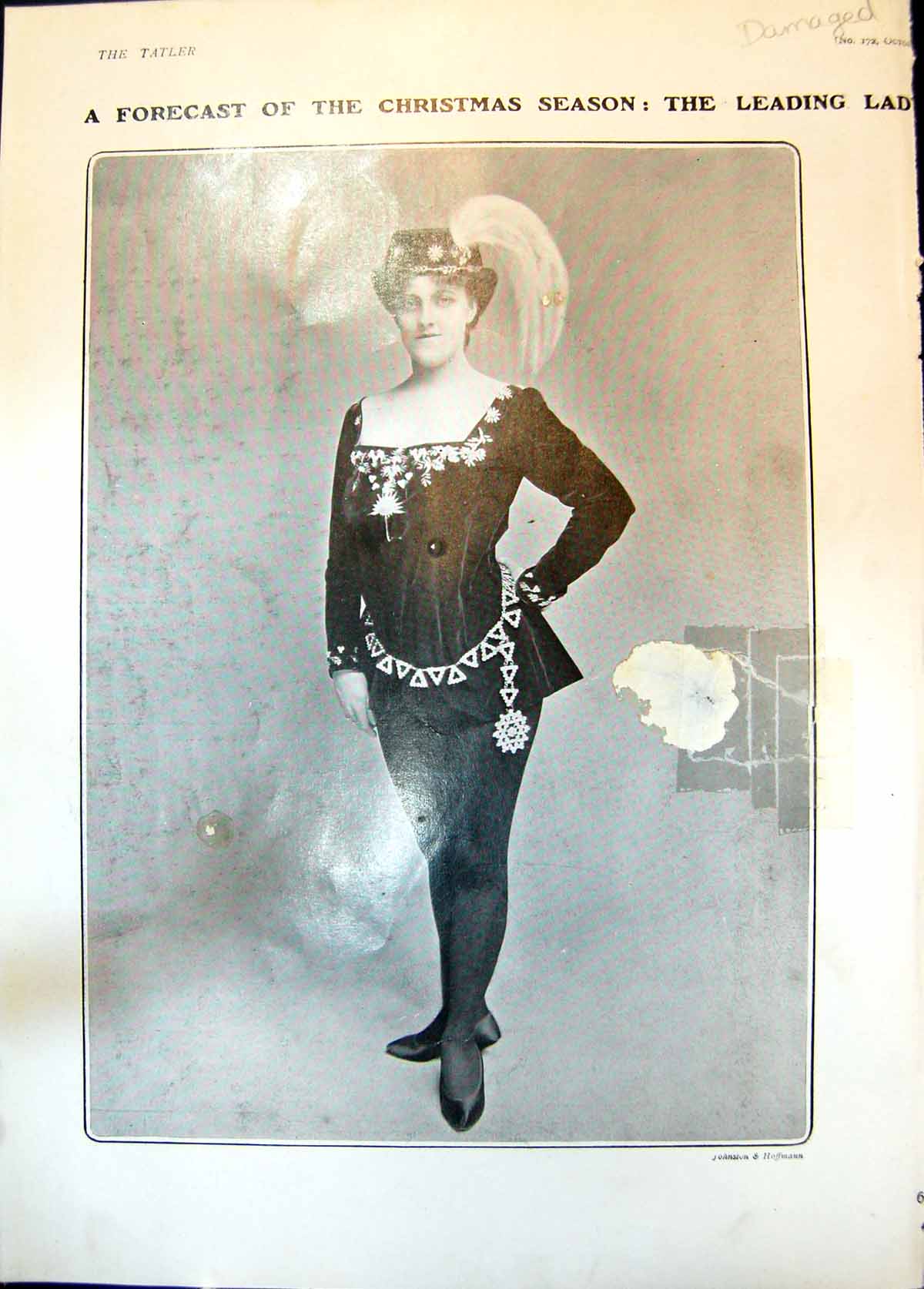 Antique Old Print Queenie Leighton Royal Italian Circus Monkeys 1904 Damaged
