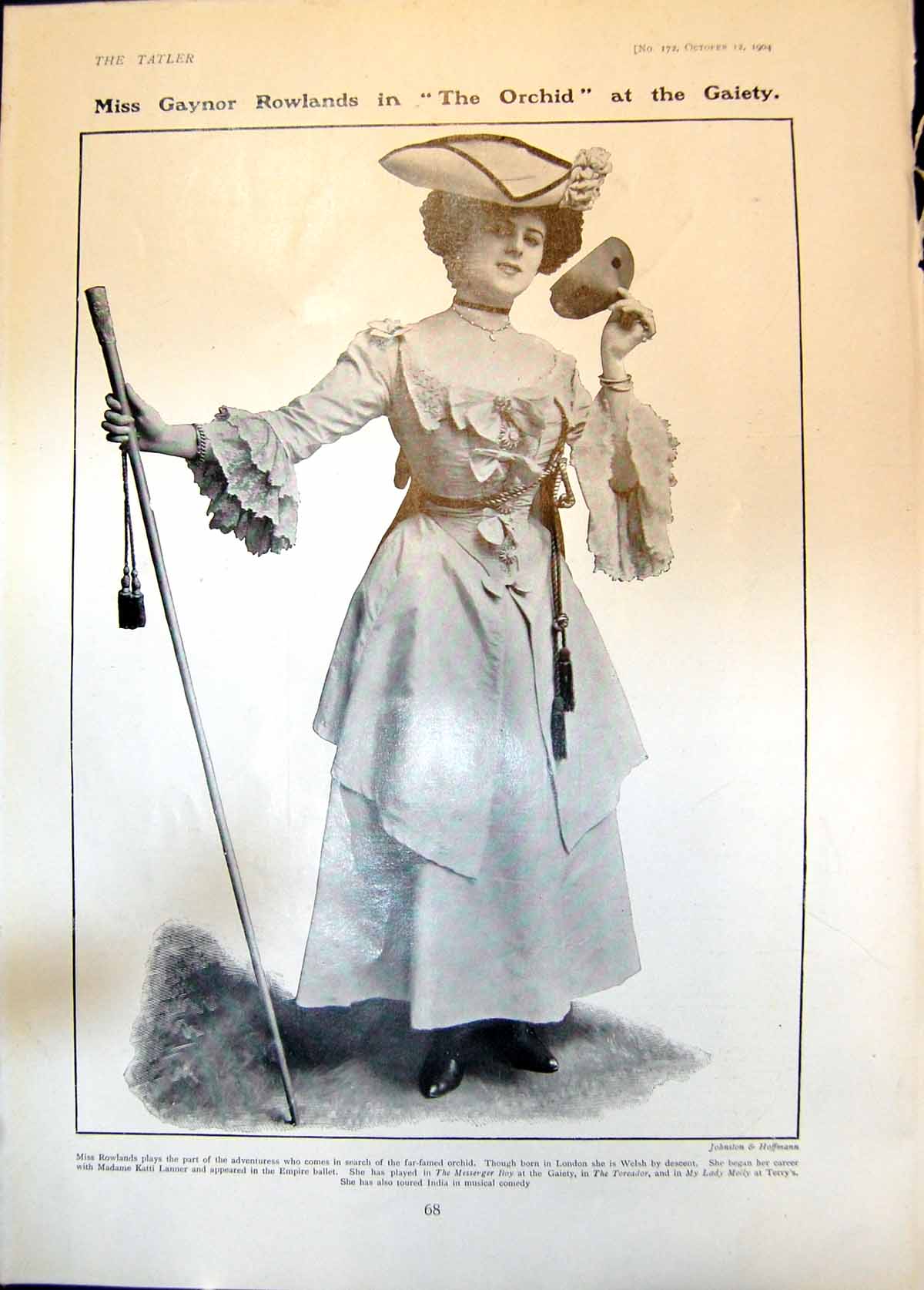 Old Print Gaynor Rowlands Orchid Edna Hart Leila Laing Johnnie Mott 1904 20th
