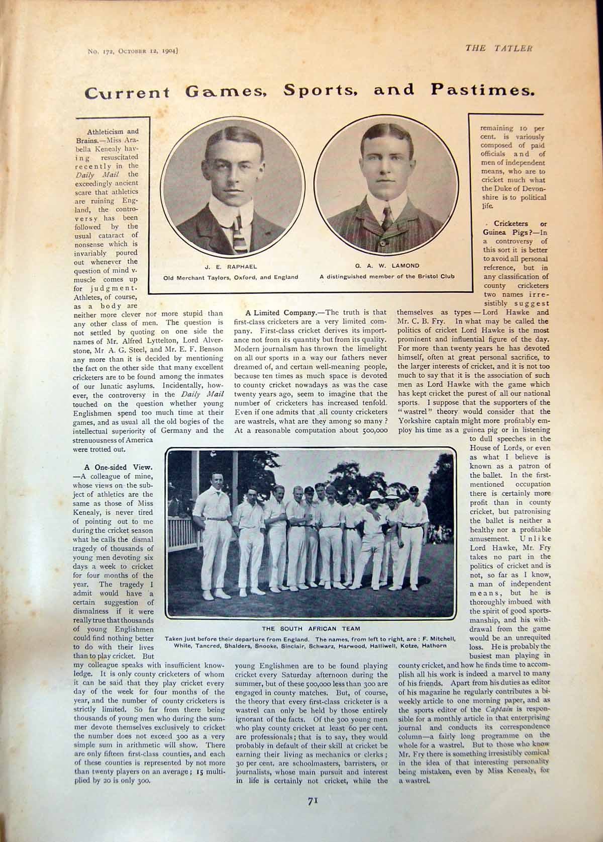Old J Raphael G Lamond South African Team Aston Villa Sunderland 1904 20th