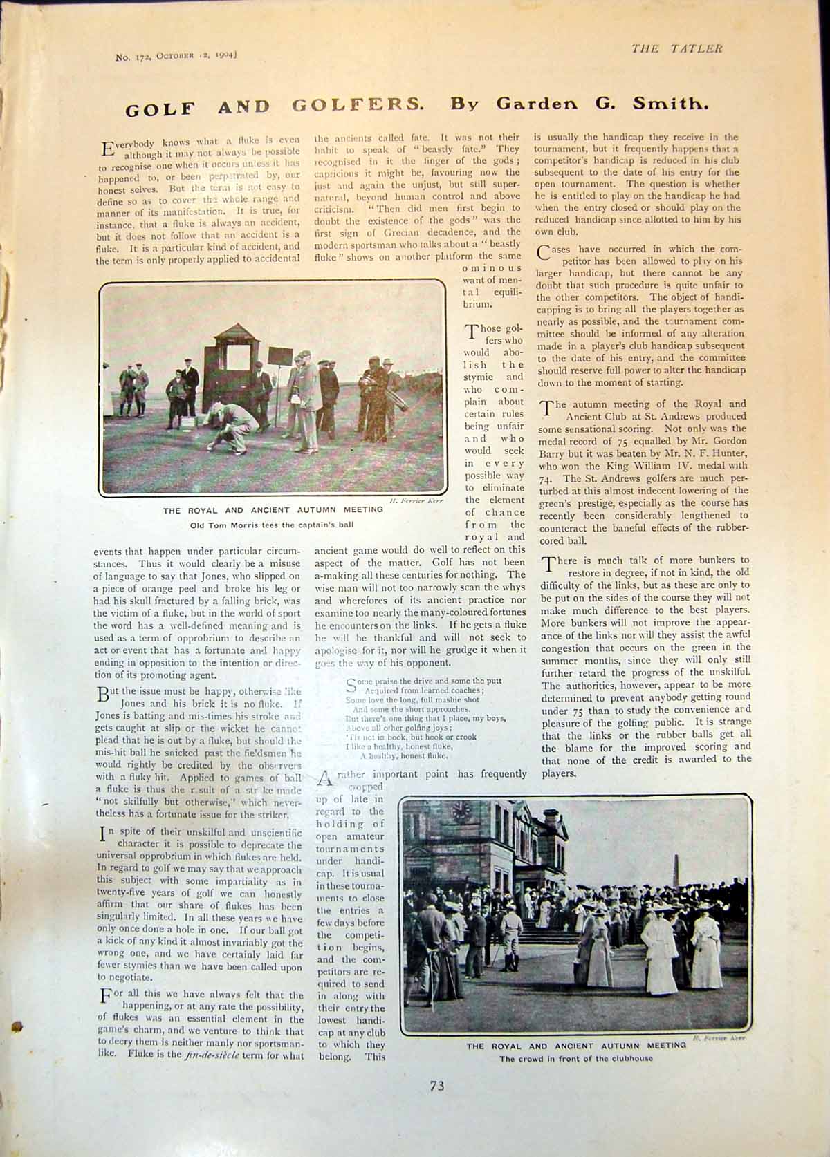 Old Golf Royal Ancient Autumn Meeting Tom Morris Motor Carnival 1904 20th