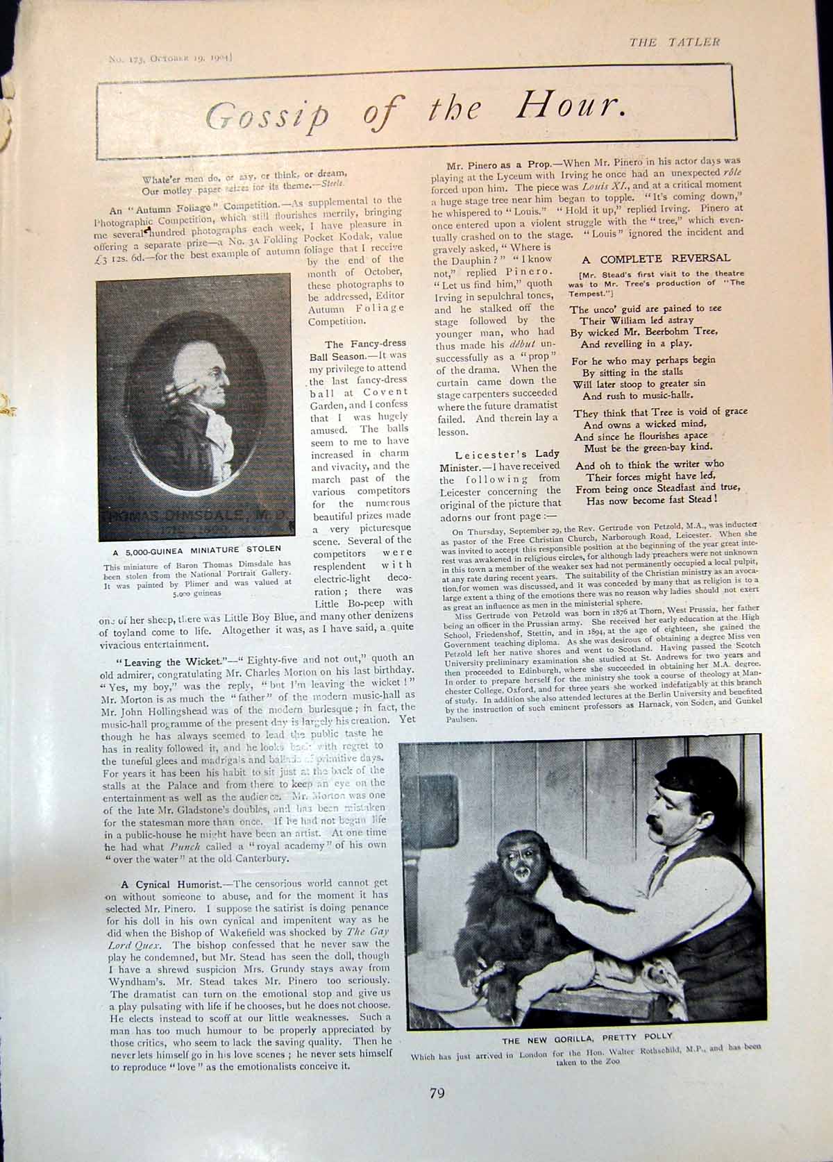 Old Miniature Thomas Dimsdale Gorilla Duke Connaught Car Accident1904 20th