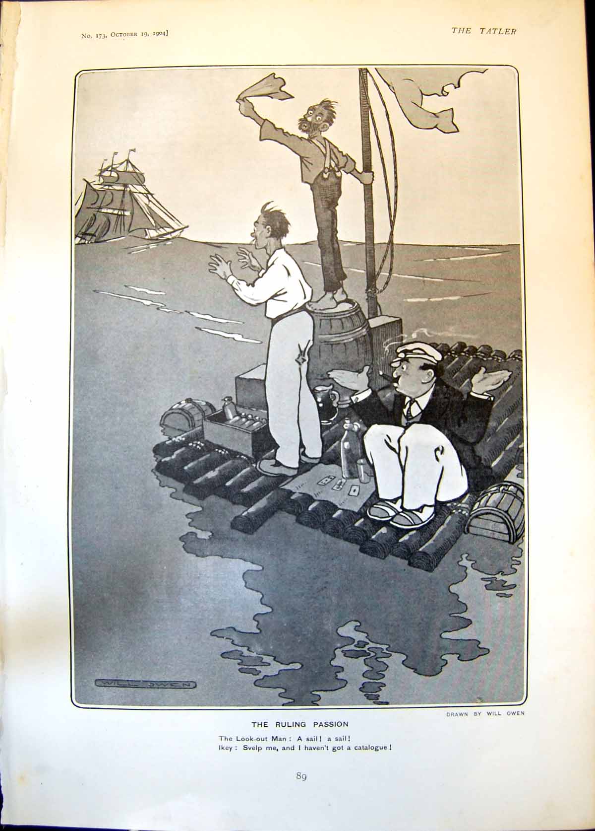 Old Ruling Passion Will Owen Three Men Raft Spot Sail Catalogue 1904 20th