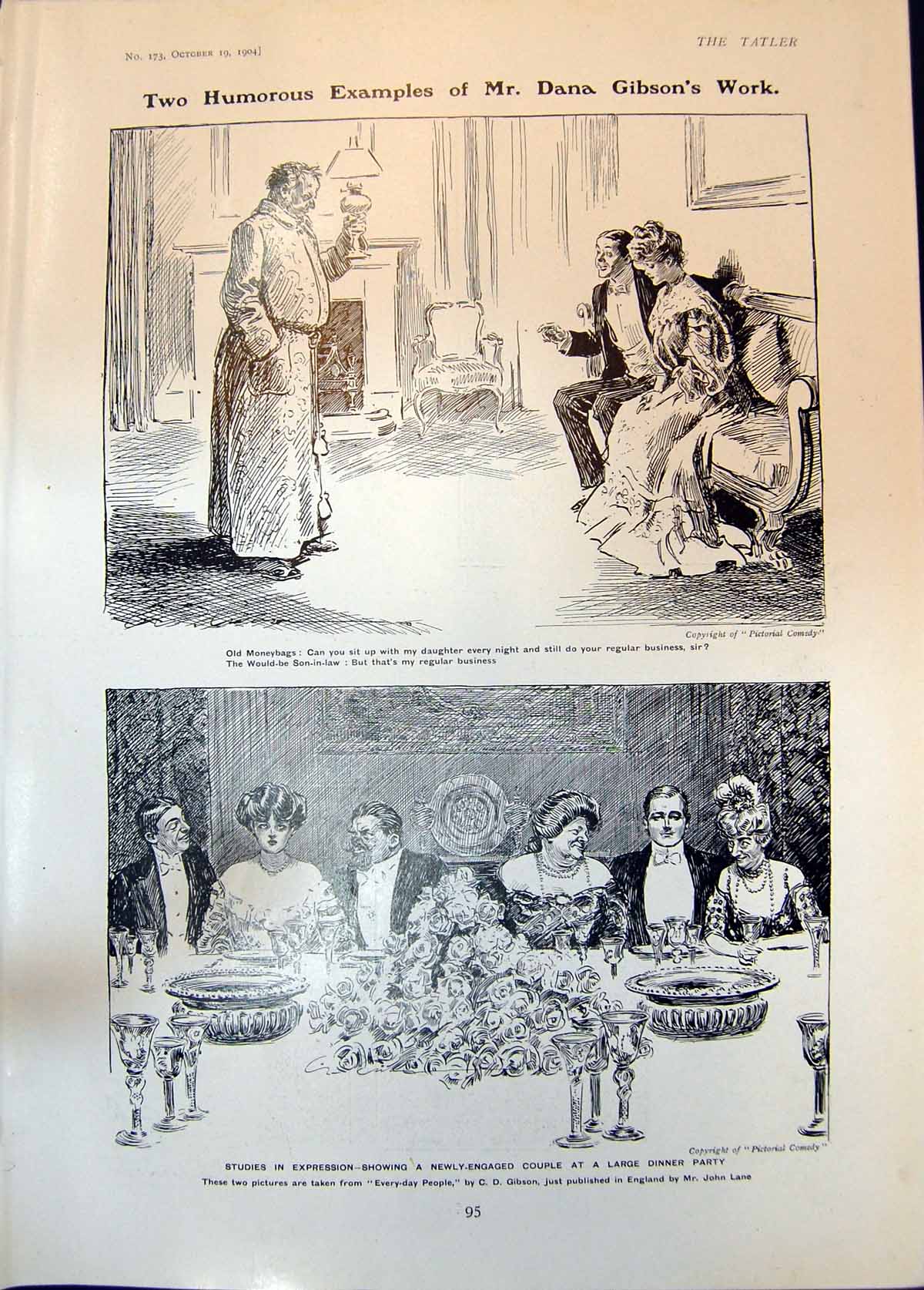 Old Humour Dana Gibson Moneybags Engaged Couple Nuns Door Romsey1904 20th