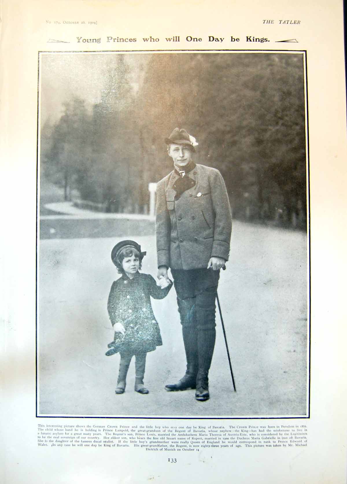 Antique Print Prince LuitpGerman Crown Prince Sphinx Landing Windermere1904