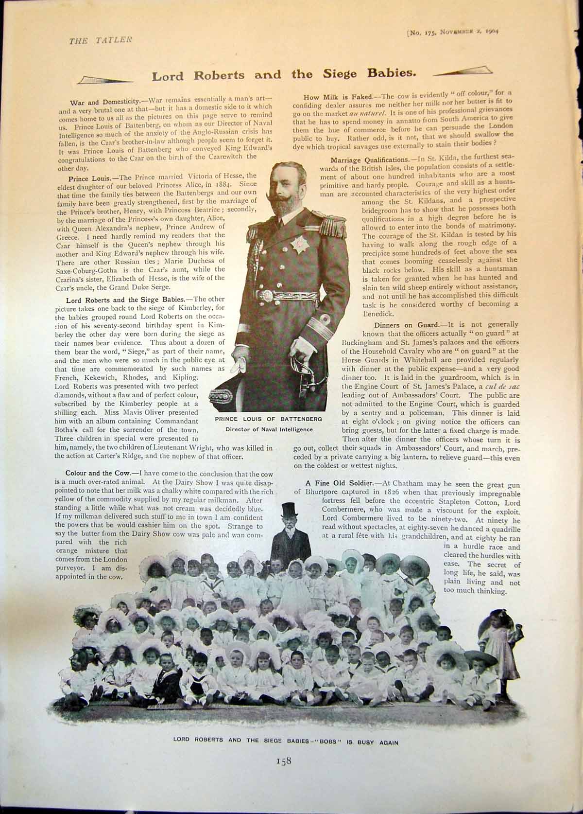 Old Prince Louis Battenberg Lord Roberts Siege Babies Hall Caine 1904 20th