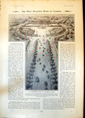 Old Print Processional Road Buckingham Palace Starting Charing Cross 1904 20th