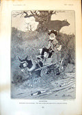 Antique Old Print Humour Starr Wood Anticipation Countryman Cart Bull 1904 20th