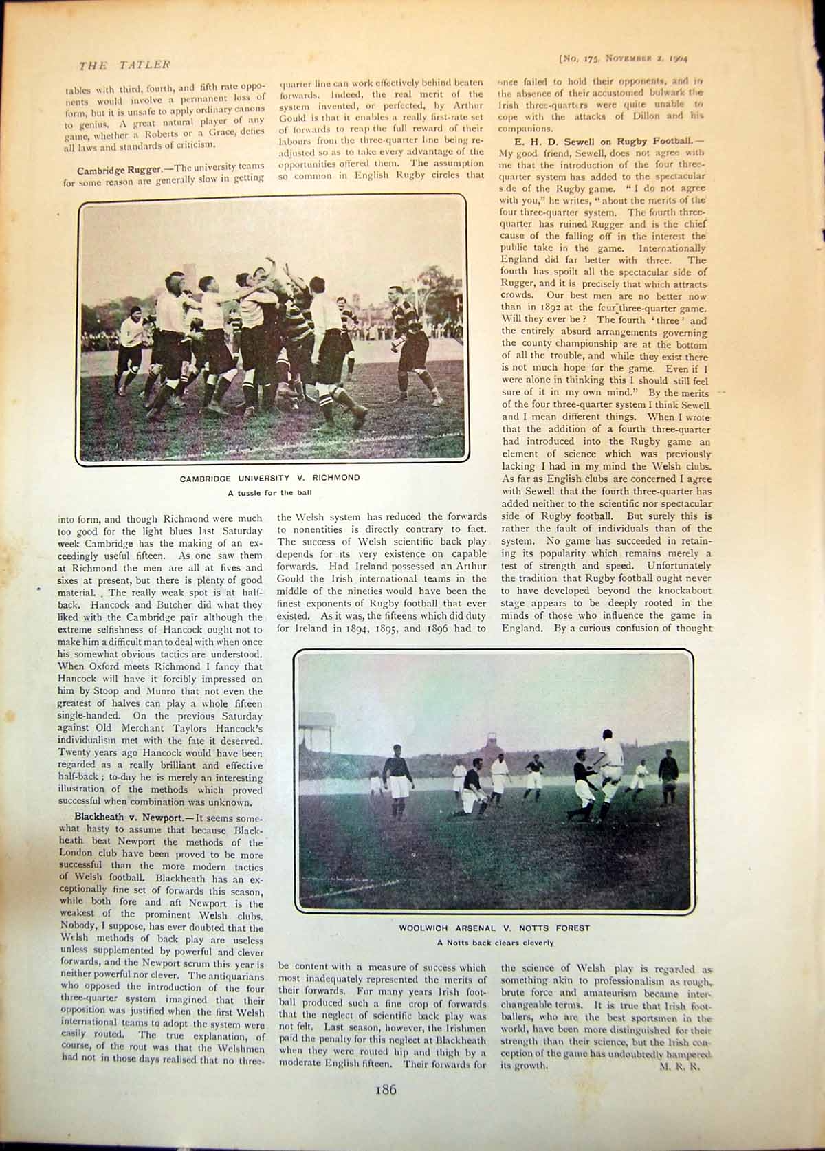 Old Print Cambridge V Richmond E Elliott Cecil Biggs Captain Cardiff 1904 20th