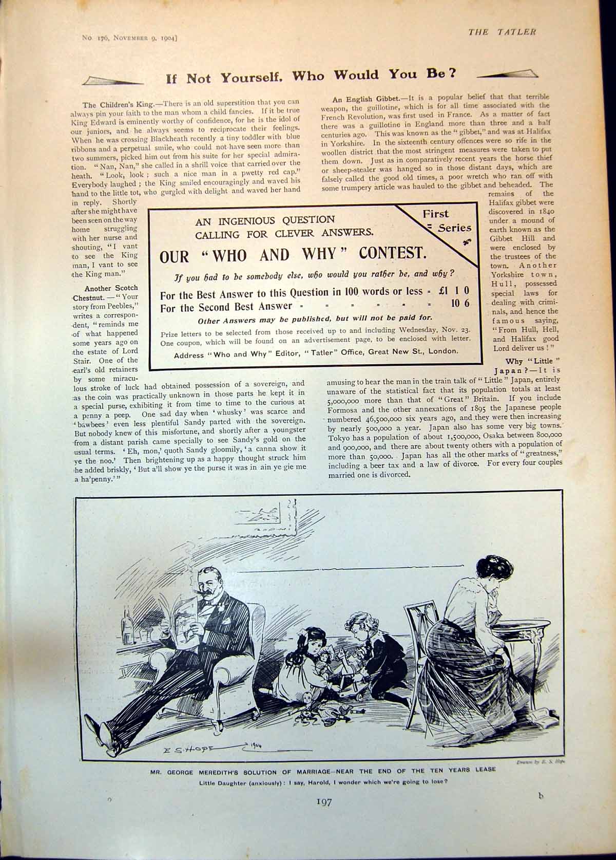 Old Print Humour E Hope George Merediths Solution Marriage Ten Years 1904 20th