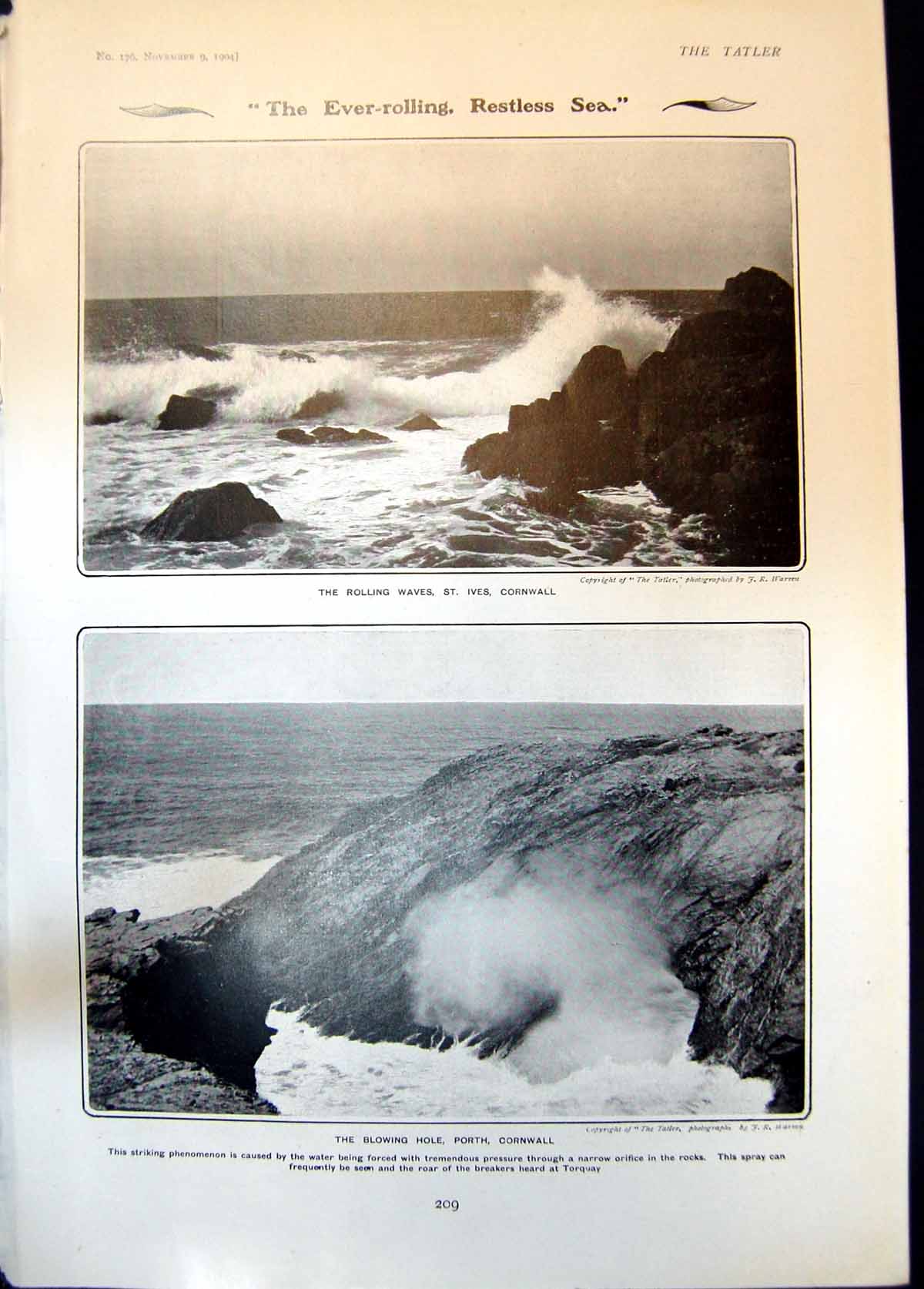 Old Rolling Waves Cornwall Fountains Hall Doorway Pulling Donkey 1904 20th