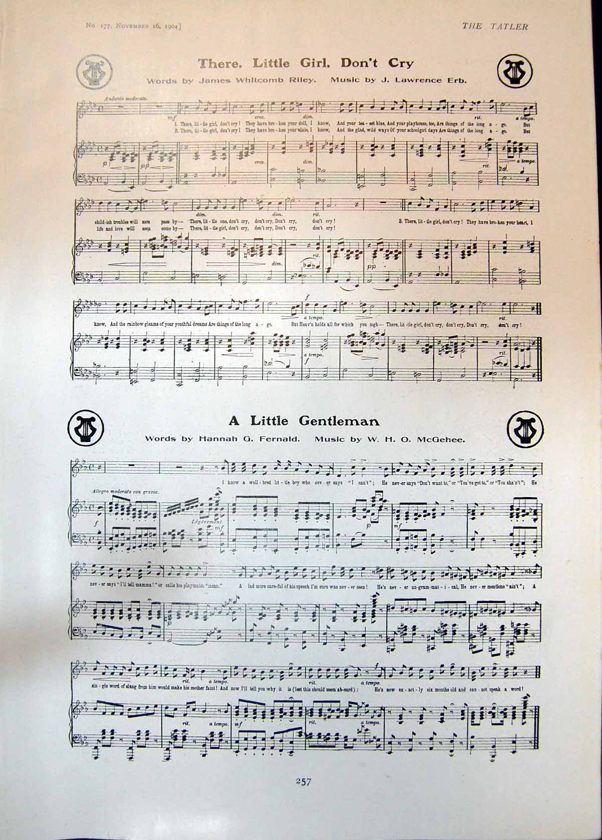 Old Music There Little Girl Dont Cry Little Gentleman Lays Ancient Ro