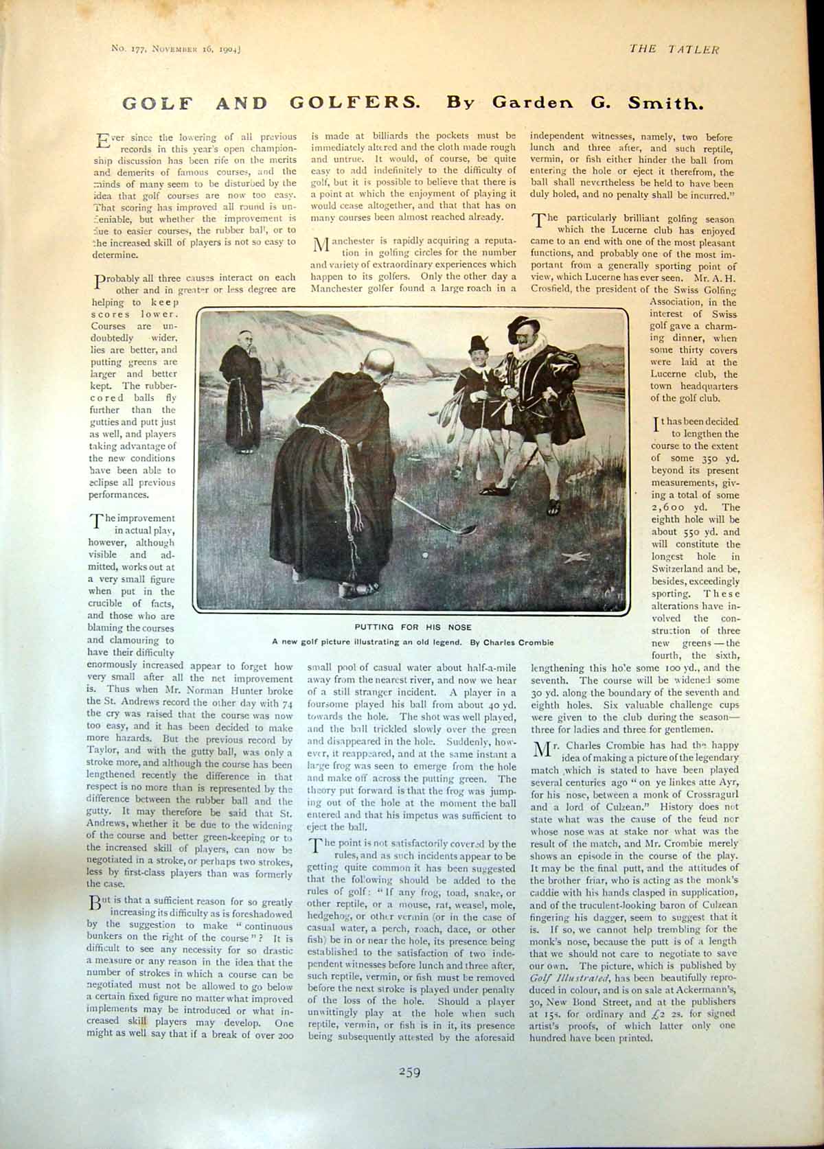 Old Antique Print Putting Golf Legend A Shrubb Long Distance Runner 1904 20th