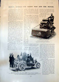 Old Print Motor Lawn-Mower Motor Fire Engine Leicester Robe De Ville 1904 20th