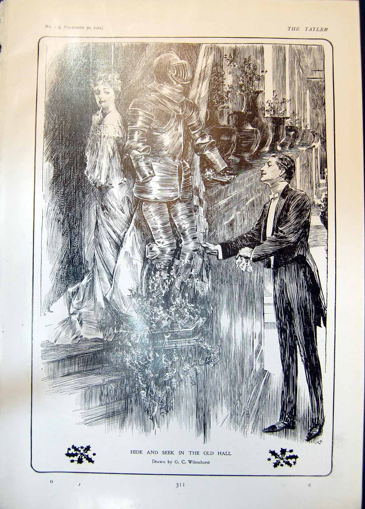 Antique Old Print Hide Seek Hall G Wilmshurst English Customs Carol Singing