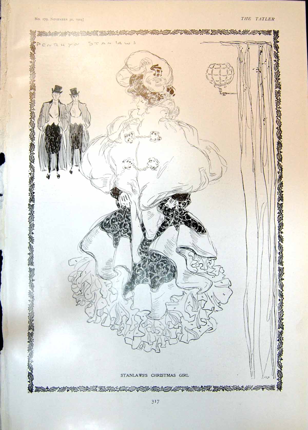 Old Print Stanlaws Christmas Girl Assouan Dam Egypt Russian Peasants 1904 20th