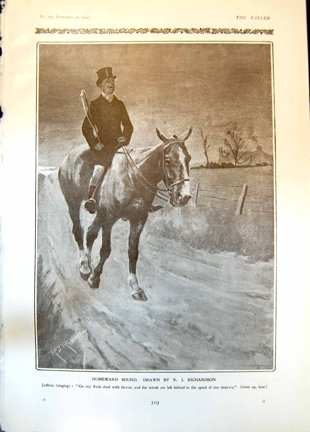 Antique Old Print Homeward Bound R Richardson Dorothy Grimston M Draughn 1904