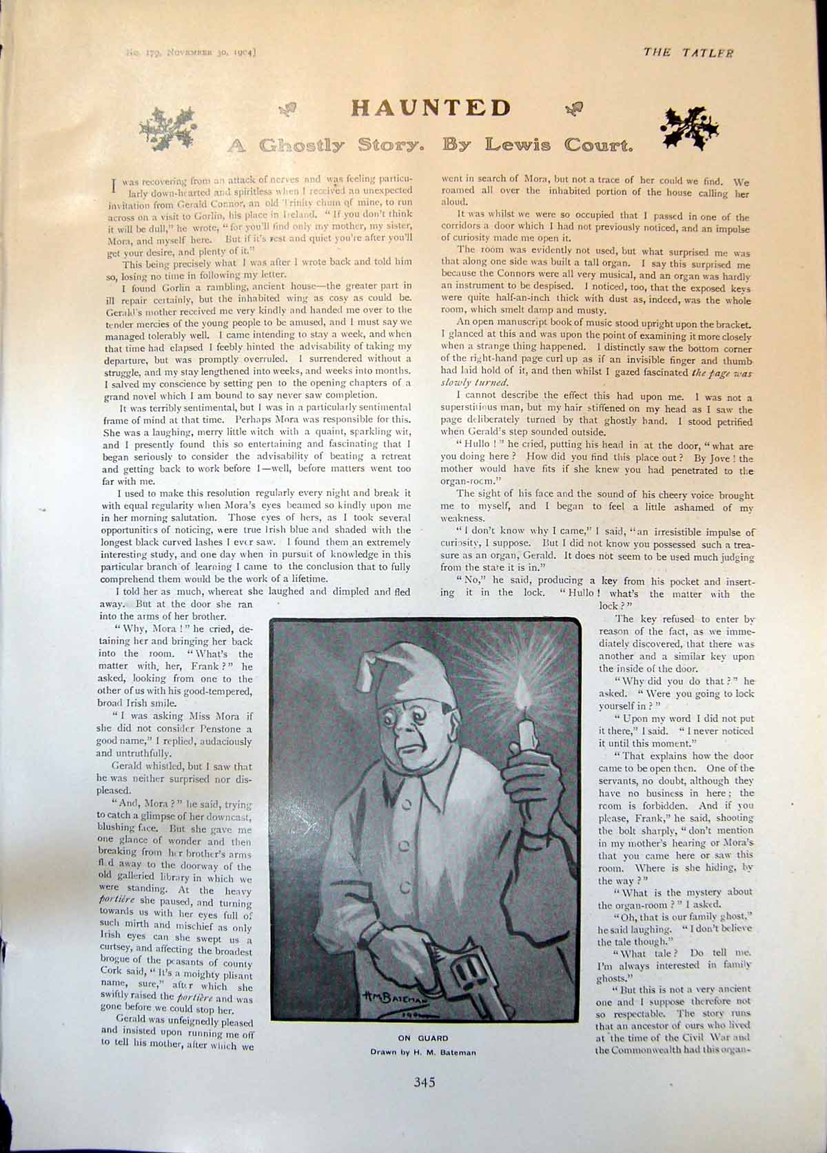 Old Print On Guard Man Nightwear Gun Candle Weird Night A Macgregor 1904 20th