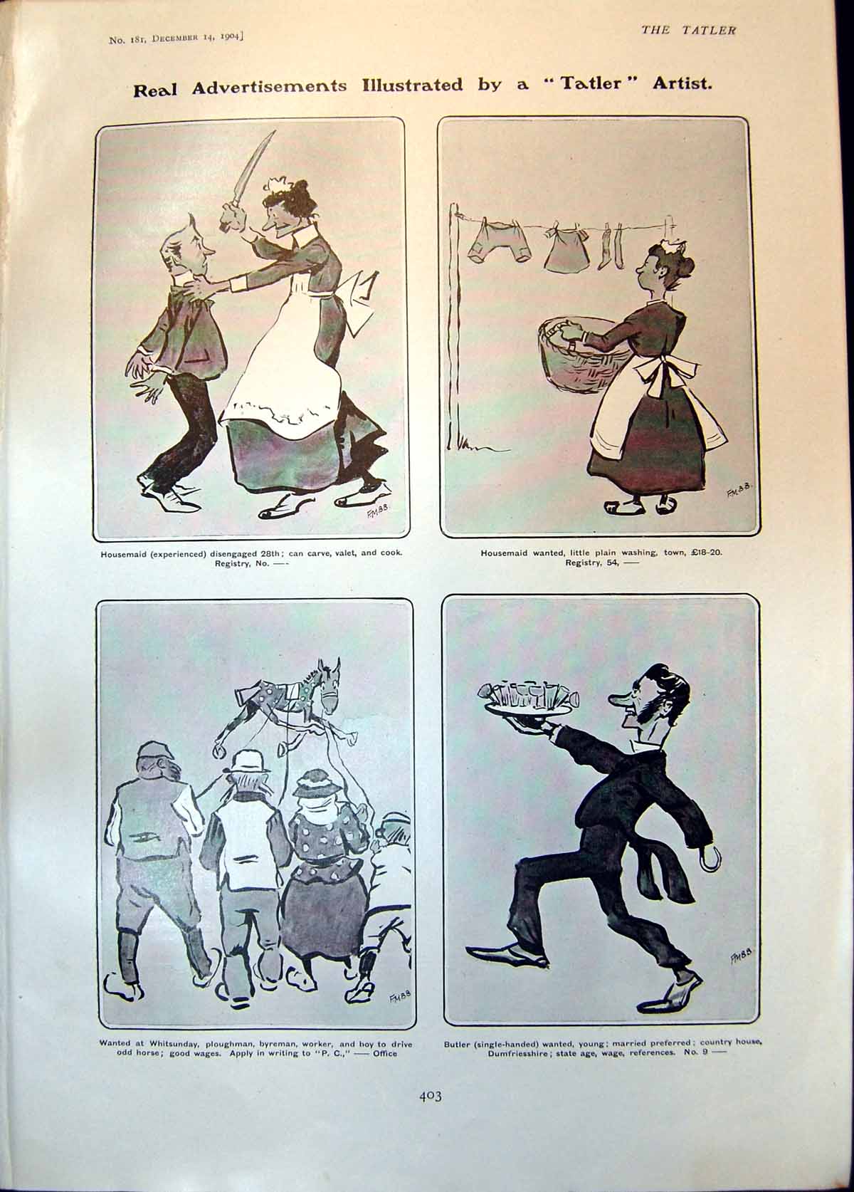 Antique Print Humorous Advertisements Jobs Lays Ancient Rome H Bateman 1904